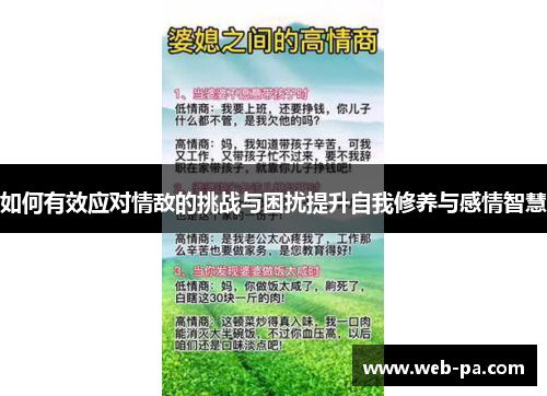 如何有效应对情敌的挑战与困扰提升自我修养与感情智慧 如何有效应对情敌的挑战与困扰提升自我修养与感情智慧